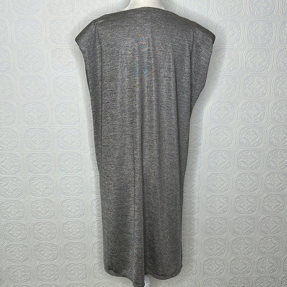H Halston | Gray Tunic Knit Shoulder Pad Top - Picture 7 of 11